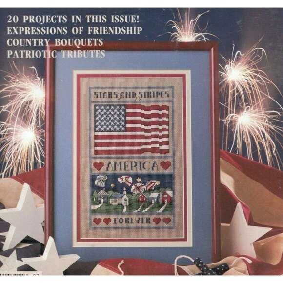 For the Love of Cross Stitch July 1989 20 Projects Patriotic Tributes Country - Picture 1 of 5